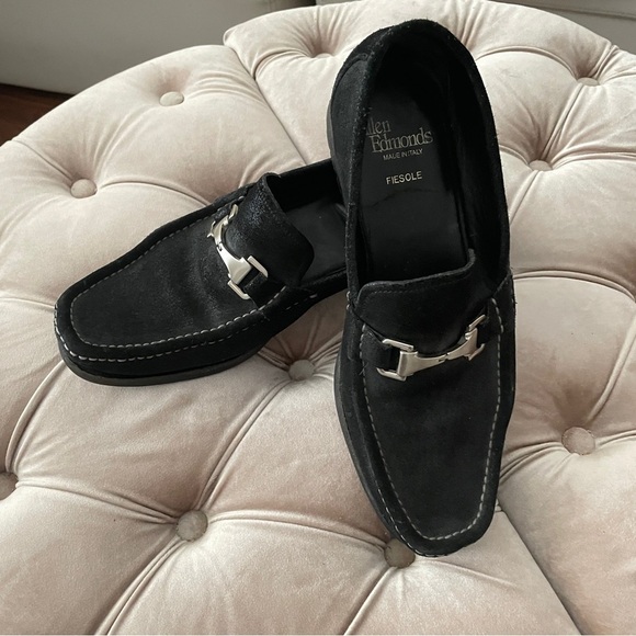 Men\'s Allen Edmonds Fiesole Loafers Black Suede Made in Italy 10 D main image 10